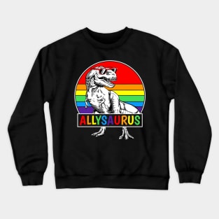 Allysaurus LGBT Tshirt Dinosaur Rainbow Flag Ally LGBT Pride Crewneck Sweatshirt